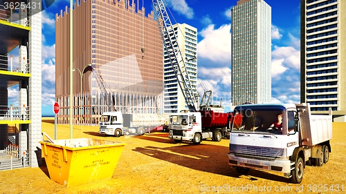 Image of Different machinery at construction site