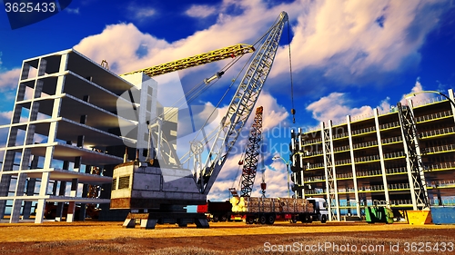 Image of Different machinery at construction site