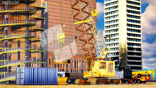 Image of Different machinery at construction site