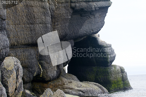 Image of Monumental rocky cliffs on coast of South island of the Novaya Zemlya archipelago