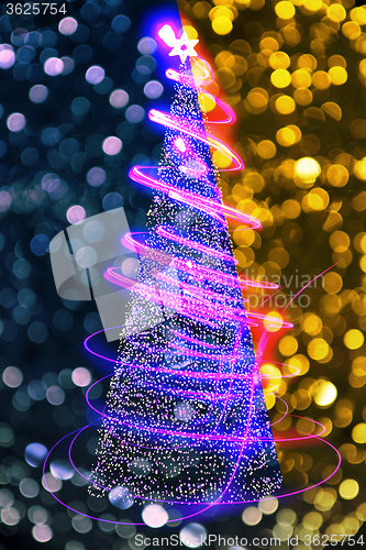 Image of christmas tree from lights
