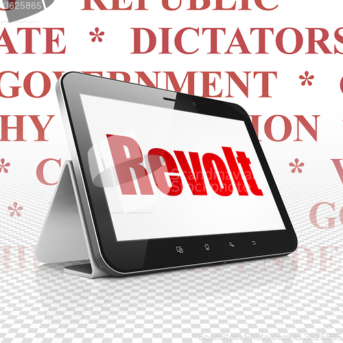 Image of Political concept: Tablet Computer with Revolt on display