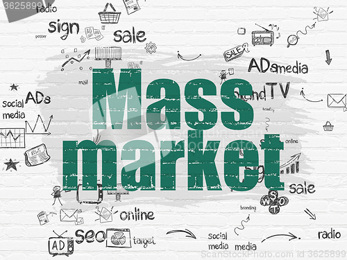 Image of Marketing concept: Mass Market on wall background