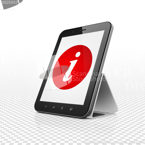 Image of Web development concept: Tablet Computer with Information on display
