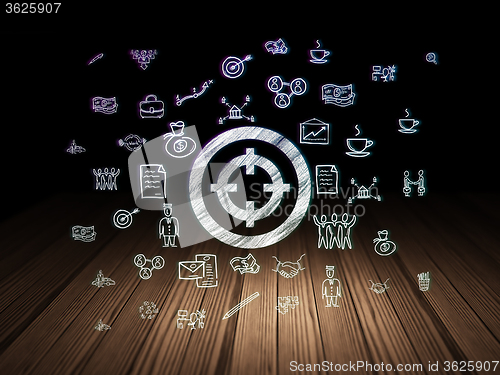 Image of Finance concept: Target in grunge dark room