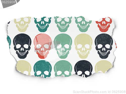 Image of Healthcare concept: Scull icons on Torn Paper background