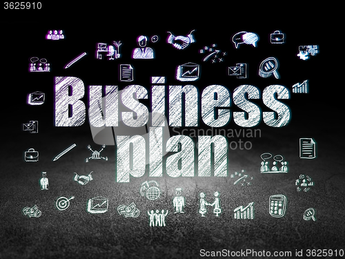 Image of Finance concept: Business Plan in grunge dark room