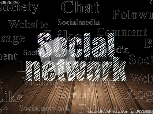 Image of Social network concept: Social Network in grunge dark room