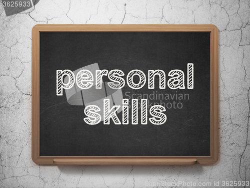 Image of Learning concept: Personal Skills on chalkboard background