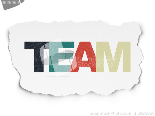Image of Finance concept: Team on Torn Paper background