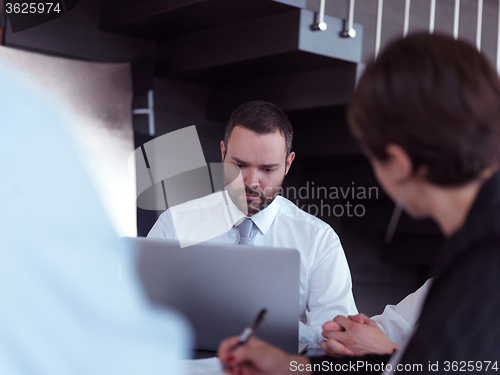 Image of business people group on meeting at bright modern office