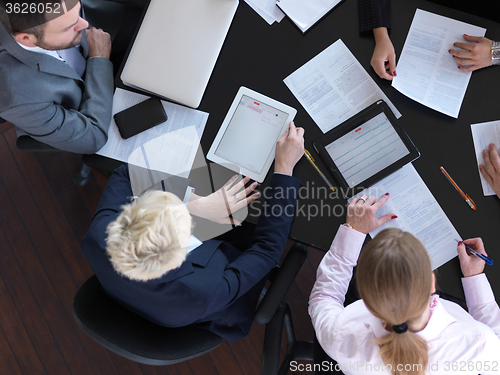 Image of top view of business people group on meeting