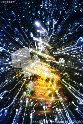 Image of abstract christmas lights explosion