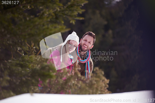 Image of romantic young couple on winter vacation