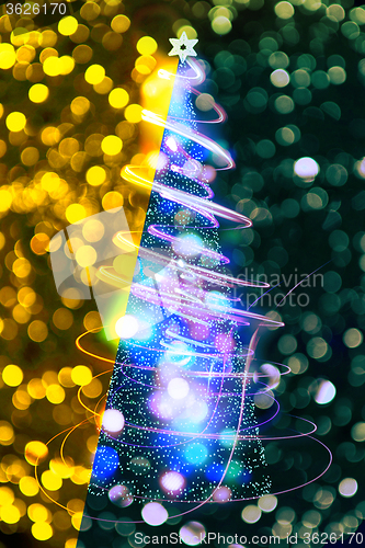 Image of christmas tree from lights