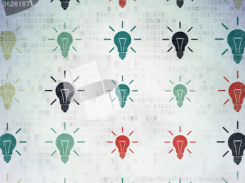 Image of Business concept: Light Bulb icons on Digital Paper background