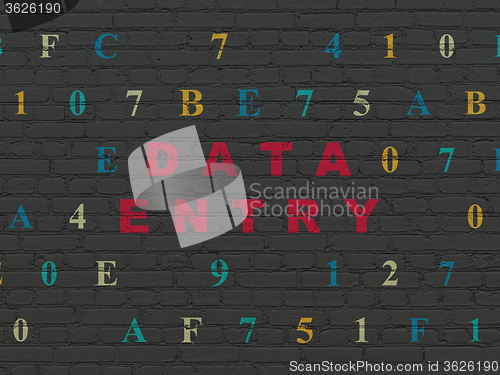 Image of Data concept: Data Entry on wall background