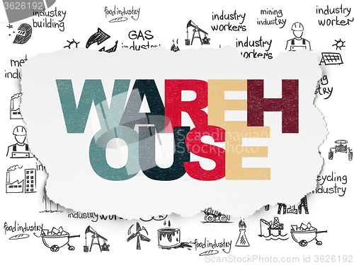 Image of Industry concept: Warehouse on Torn Paper background
