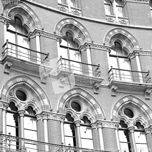 Image of old architecture in london england windows and brick exterior wa