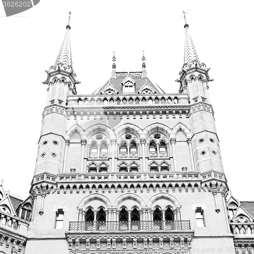 Image of old architecture in london england windows and brick exterior wa