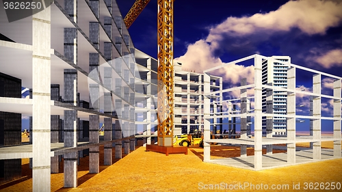 Image of construction site at sunset