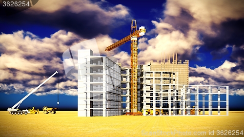 Image of construction site at sunset