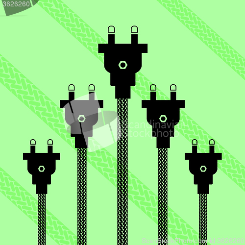 Image of Plugs Concept on Green Background