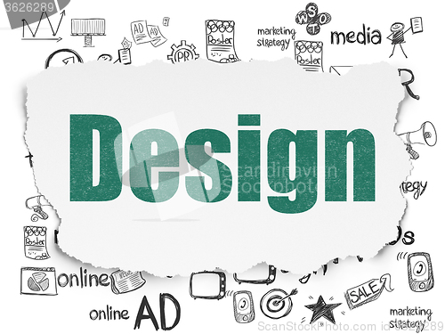 Image of Advertising concept: Design on Torn Paper background