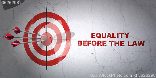Image of Politics concept: target and Equality Before The Law on wall background