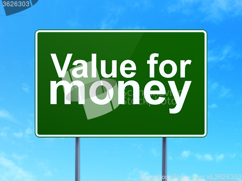 Image of Banking concept: Value For Money on road sign background