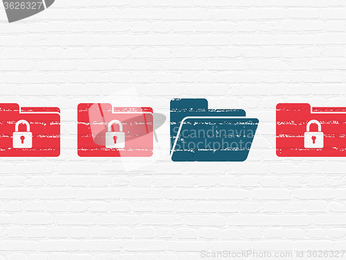 Image of Business concept: folder icon on wall background