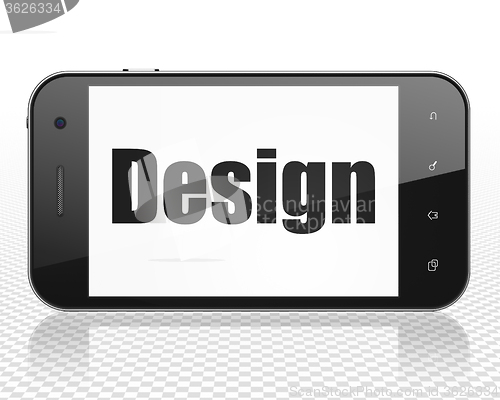 Image of Marketing concept: Smartphone with Design on display