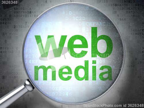 Image of Web development concept: Web Media with optical glass