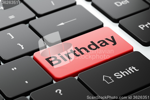 Image of Holiday concept: Birthday on computer keyboard background