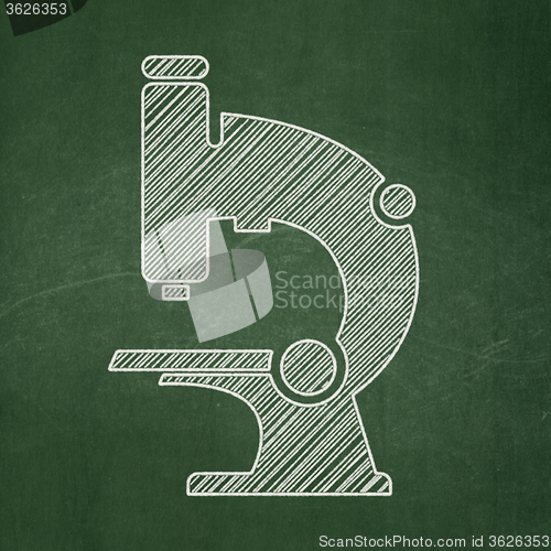 Image of Science concept: Microscope on chalkboard background