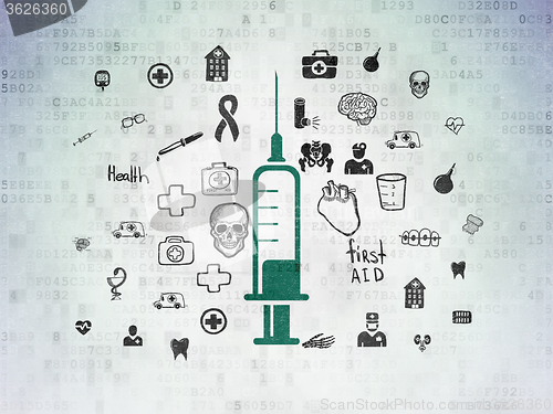 Image of Healthcare concept: Syringe on Digital Paper background