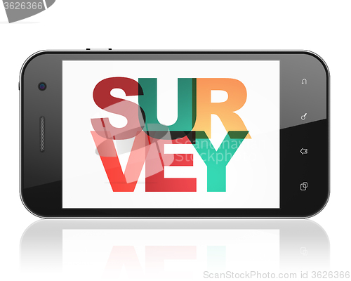 Image of Science concept: Smartphone with Survey on  display