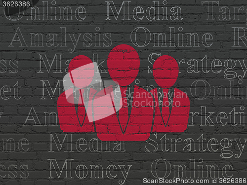 Image of Advertising concept: Business People on wall background
