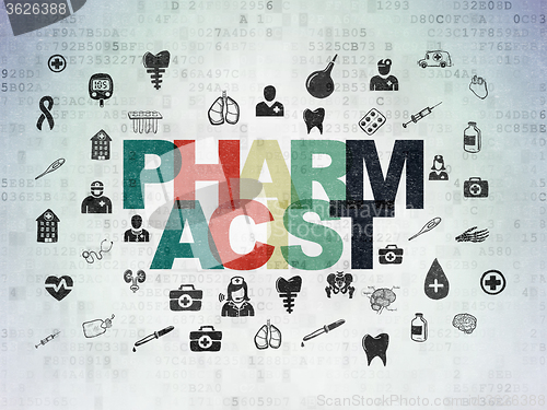 Image of Health concept: Pharmacist on Digital Paper background