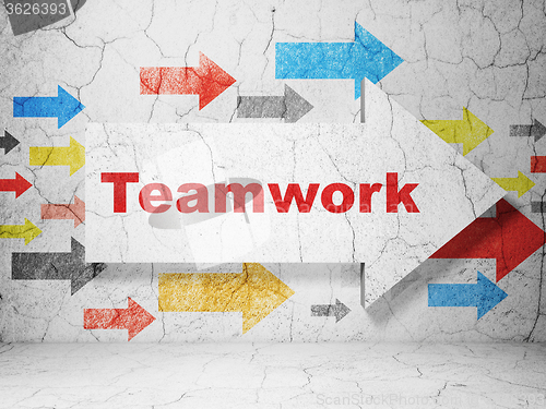 Image of Finance concept: arrow with Teamwork on grunge wall background
