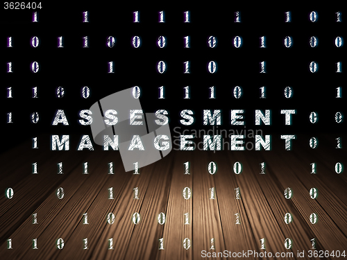 Image of Finance concept: Assessment Management in grunge dark room