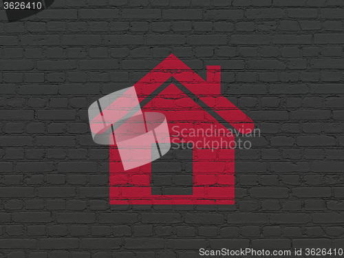 Image of Finance concept: Home on wall background