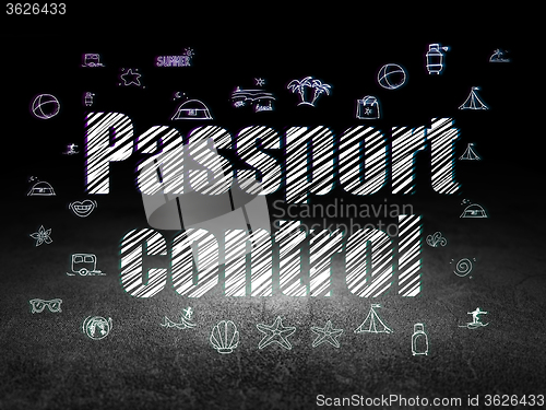 Image of Vacation concept: Passport Control in grunge dark room