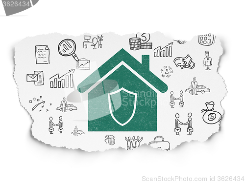 Image of Business concept: Home on Torn Paper background