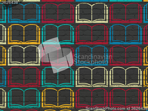 Image of Science concept: Book icons on wall background