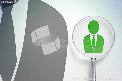 Image of Law concept:  Business Man with optical glass on digital background