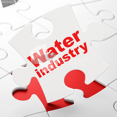 Image of Manufacuring concept: Water Industry on puzzle background