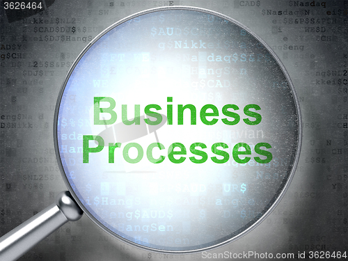 Image of Finance concept: Business Processes with optical glass