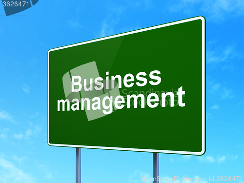 Image of Business concept: Business Management on road sign background