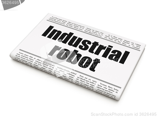 Image of Manufacuring concept: newspaper headline Industrial Robot